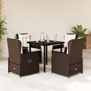 vidaXL Set mobilier de grădină, 5 piese, cu perne, maro, poliratan imagine