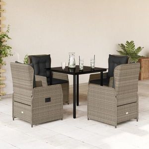 vidaXL Set mobilier de grădină cu perne, 5 piese gri deschis poliratan imagine