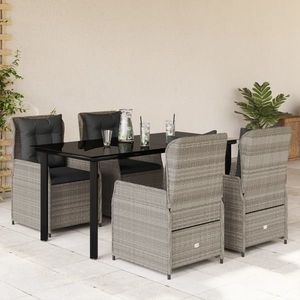 vidaXL Set mobilier de grădină cu perne, 5 piese gri deschis poliratan imagine
