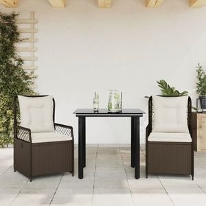vidaXL Set mobilier de grădină cu perne, 3 piese, maro, poliratan imagine