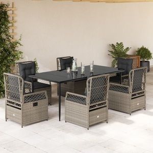 vidaXL Set mobilier de grădină cu perne, 7 piese gri deschis poliratan imagine