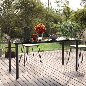 vidaXL Masă de grădină, negru, 160x80x74 cm, oțel & sticlă securizată imagine