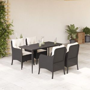 vidaXL Set mobilier de grădină cu perne, 5 piese, negru, poliratan imagine