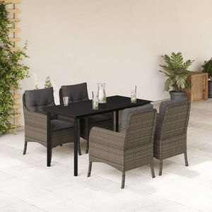 vidaXL Set mobilier de grădină cu perne, 5 piese, gri, poliratan imagine