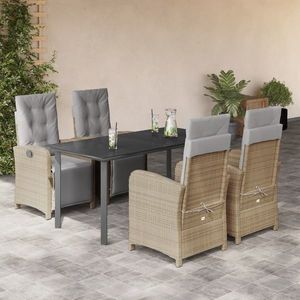 vidaXL Set mobilier de grădină cu perne, 5 piese, bej, poliratan imagine