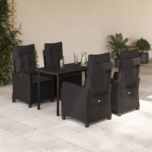vidaXL Set mobilier de grădină cu perne, 5 piese, negru, poliratan imagine