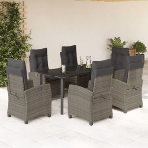 vidaXL Set mobilier de grădină cu perne, 7 piese, gri, poliratan imagine