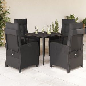 vidaXL Set mobilier de grădină cu perne, 5 piese, negru, poliratan imagine