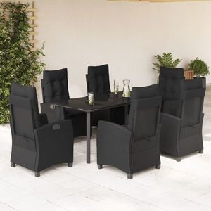 vidaXL Set mobilier de grădină cu perne, 7 piese, negru, poliratan imagine