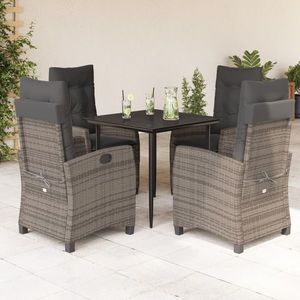 vidaXL Set mobilier de grădină cu perne, 5 piese, gri, poliratan imagine
