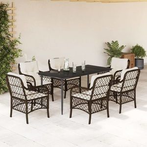 vidaXL Set mobilier de grădină cu perne, 7 piese, maro, poliratan imagine