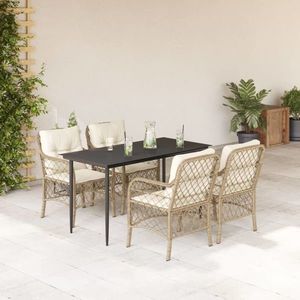 vidaXL Set mobilier de grădină cu perne, 5 piese, bej, poliratan imagine