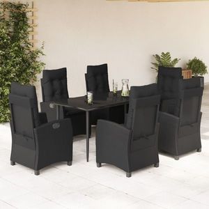 vidaXL Set mobilier de grădină cu perne, 7 piese, negru, poliratan imagine