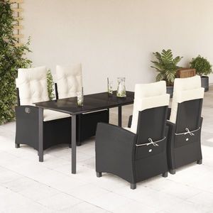 vidaXL Set mobilier de grădină cu perne, 5 piese, negru, poliratan imagine