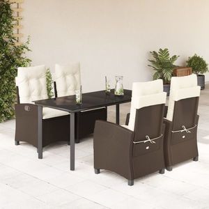 vidaXL Set mobilier de grădină, 5 piese, cu perne, maro, poliratan imagine