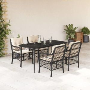 vidaXL Set mobilier de grădină cu perne, 5 piese, negru, poliratan imagine
