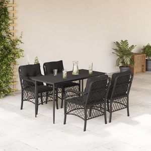 vidaXL Set mobilier de grădină cu perne, 5 piese, negru, poliratan imagine