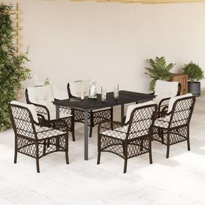 vidaXL Set mobilier de grădină cu perne, 7 piese, maro, poliratan imagine