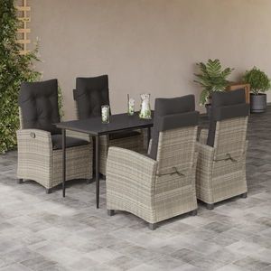 vidaXL Set mobilier de grădină cu perne, 5 piese gri deschis poliratan imagine