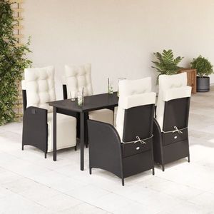 vidaXL Set mobilier de grădină cu perne, 5 piese, negru, poliratan imagine
