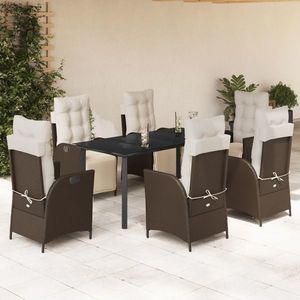 vidaXL Set mobilier de grădină cu perne, 7 piese, maro, poliratan imagine