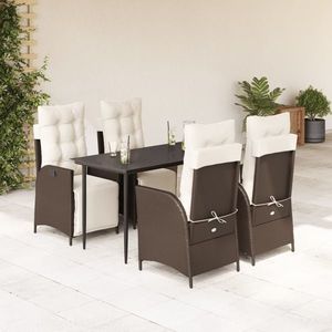 vidaXL Set mobilier de grădină, 5 piese, cu perne, maro, poliratan imagine