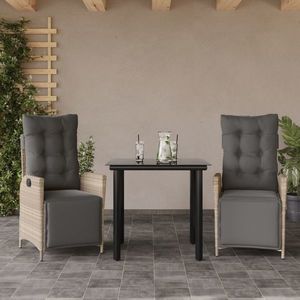 vidaXL Set mobilier de grădină cu perne, 3 piese, gri deschis, poliratan imagine