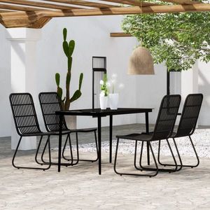 vidaXL Set de servit masa pentru grădină, 5 piese, negru imagine