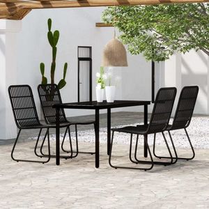 vidaXL Set de servit masa pentru grădină, 5 piese, negru imagine