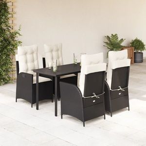 vidaXL Set mobilier de grădină cu perne, 5 piese, negru, poliratan imagine
