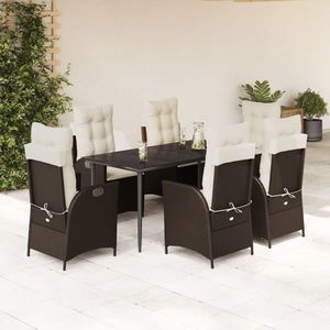 vidaXL Set mobilier de grădină cu perne, 7 piese, maro, poliratan imagine