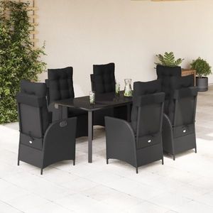 vidaXL Set mobilier de grădină cu perne, 7 piese, negru, poliratan imagine