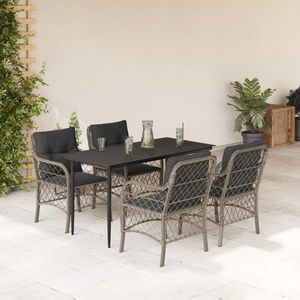 vidaXL Set mobilier de grădină cu perne, 5 piese gri deschis poliratan imagine