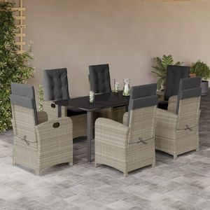 vidaXL Set mobilier de grădină cu perne, 7 piese gri deschis poliratan imagine