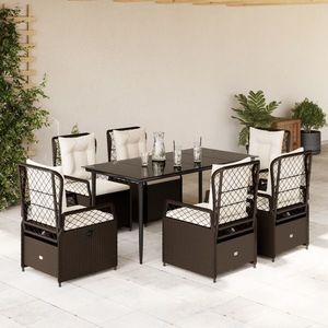 vidaXL Set mobilier de grădină cu perne, 7 piese, maro, poliratan imagine