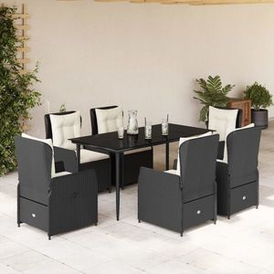 vidaXL Set mobilier de grădină cu perne, 7 piese, negru, poliratan imagine