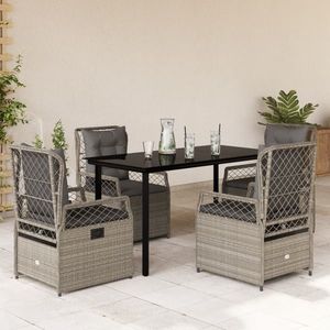vidaXL Set mobilier de grădină cu perne, 5 piese gri deschis poliratan imagine