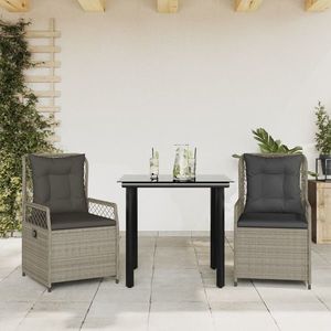 vidaXL Set mobilier de grădină cu perne, 3 piese, gri deschis, poliratan imagine