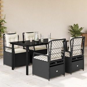 vidaXL Set mobilier de grădină cu perne, 5 piese, negru, poliratan imagine