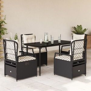 vidaXL Set mobilier de grădină cu perne, 5 piese, negru, poliratan imagine
