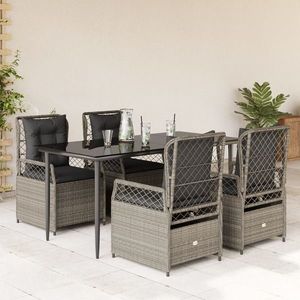 vidaXL Set mobilier de grădină cu perne, 5 piese gri deschis poliratan imagine