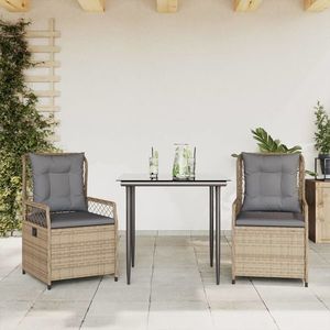 vidaXL Set mobilier de grădină cu perne, 3 piese, bej, poliratan imagine