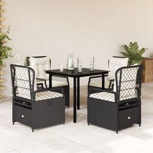 vidaXL Set mobilier de grădină cu perne, 5 piese, negru, poliratan imagine