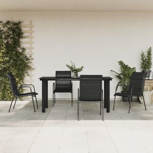 vidaXL Set mobilier de grădină, 5 piese, negru, oțel și textilenă imagine