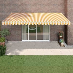 vidaXL Copertină retractabilă, galben/alb, 5x3 m, textil/aluminiu imagine