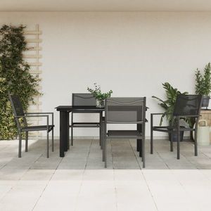 vidaXL Set mobilier de grădină, 5 piese, negru, oțel și textilenă imagine