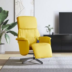 vidaXL Fotoliu masaj rabatabil, suport picioare, galben deschis textil imagine