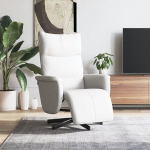 vidaXL Fotoliu rabatabil cu suport de picioare, alb, piele ecologică imagine