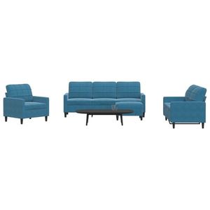 vidaXL Set de canapele cu perne, 4 piese, albastru, catifea imagine
