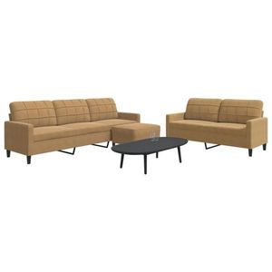 vidaXL Set de canapele cu perne, 3 piese, maro, catifea imagine